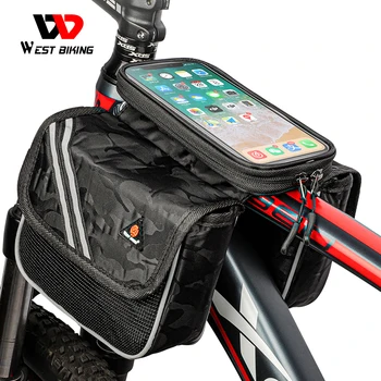 Dviračio krepšys viršutinis vamzdis, maišelis rainproof atspindintis jutiklinis ekranas mobiliojo telefono maišelį lauko jojimo MTB road bike bag priedai