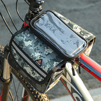 Dviračio krepšys viršutinis vamzdis, maišelis rainproof atspindintis jutiklinis ekranas mobiliojo telefono maišelį lauko jojimo MTB road bike bag priedai
