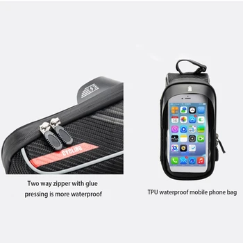 Dviračių Priekinis Rėmas Saugojimo Krepšys su TPU Touchscreen MTB Top Tube Telefono Mount K1KD