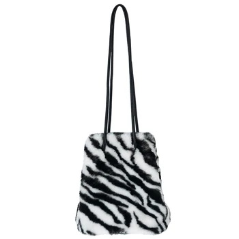 [EAM] Crossbody Krepšiai Moterų 2021 Minkšta Pečių Maišą Zebra Modelis Firminių Dirbtiniais Kailiais Sankabos Dizaino Rankinės Ir Piniginės 8A657