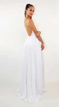 Elegantiškas Backless Satino Ilga Suknelė Moterims Atsitiktinis 2018 Naujas Vasaros Seksualus Rankovių Naktį Šalies Maxi Suknelės Baltos Meno Vestidos