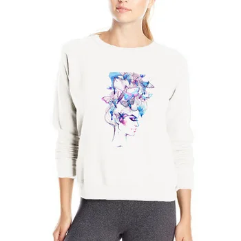 Elegantiškas moteris spausdinimo hoodies kietas žiemos mados palaidinukė mergaitei gražus outwear prekės medvilnės drabužius