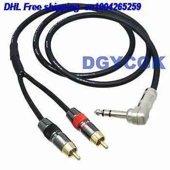 EMS/ DHL 10vnt 6.35 mm stereo TRS 2-way L+R RCA AV mono TS kabelis 25FT adapteris, garso kištuko lizdą laidą 22j