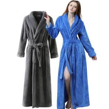 Euro plius XXL dydžio, ilgomis rankovėmis, šiltas ilgas Sleepwear Nemokamas pristatymas Žiemos Flanelė Seksuali Moteris Rūbeliai Chalatas vyrams Drabužius, Namų mergaitės