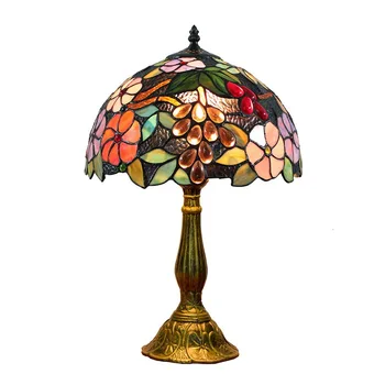 Europos kūrybos Tiffany vitražas gyvenamojo kambario, valgomojo, miegamojo staliukas, lempa baras, sodas vynuogių retro lempos WF5111022