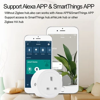 EWeLink ZigBee Smart Kištukinis Lizdas MUS UK Standartas, Nuotolinio Valdymo Balsu Už Alexa Samsung SmartThings Smart Home