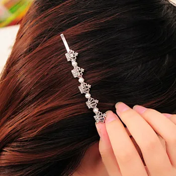 F011 Galvos Papuošalai, Plaukų Pin Crystal Crown Žirklės Įrašą Plaukų Tiara Barrettes Priedai Imituojamas Perlai Šukuosena Mergina, Moteris