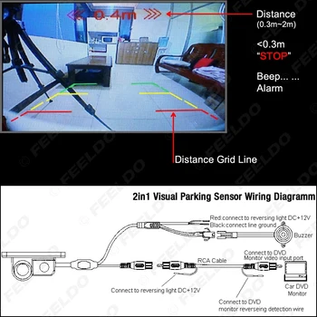 FEELDO 1Set Automobilio Atbulinės eigos Vaizdo Kamera Su Backup Parkavimo Jutiklis Radaro Pagalba Sistema 2in1 #CT-4067