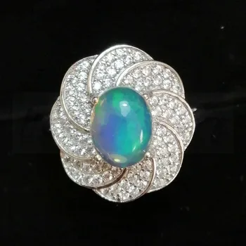 Gamtos nekilnojamojo opal gėlės žiedas Nemokamas pristatymas 925 sterlingas sidabro Vienam papuošalai 1.1 ct brangakmenio Moterų žiedai F8030702