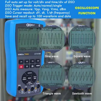 Gamykloje Angos ET310B Bluetooth taikymo Sritis Metrų 80Msps 20MHz Nešiojamą Oscilloscope True RMS Skaitmeninis Multimetras Oscilloscope