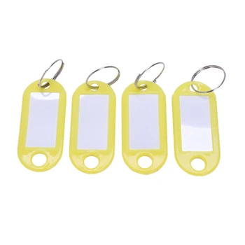 Geltona nešiojamų plastiko raktas fob klavišą žymeklį ID etiketės 10 vienetų