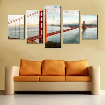 Geriausias Pardavėjas Biuro Sienų Dekoras Drobė Spausdinti Golden Gate Bridge Nuotrauką Drobė, Tapyba Kambario Sienos Meno Didžiulių Modernių Namų Plakatas