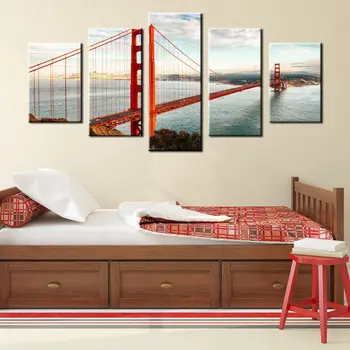 Geriausias Pardavėjas Biuro Sienų Dekoras Drobė Spausdinti Golden Gate Bridge Nuotrauką Drobė, Tapyba Kambario Sienos Meno Didžiulių Modernių Namų Plakatas