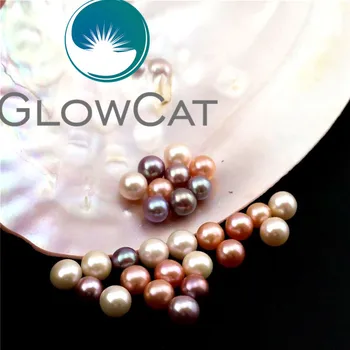 GLOWCAT 6pcs AAA Apvalus Gamtos Perlai Austrių,Aukščiausios Kokybės 8mm Perlų Karoliukai tinka Moterims, Auskarai Apranga Pakabukas Karoliai Padaryti