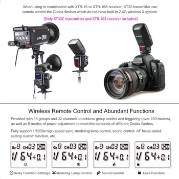 Godox XT32C Wireless Power-Kontrolės Flash Trigger Siųstuvas Pastatytas-2.4 G Bevielio X Sistema 1/8000s HSM for Canon Fotoaparatai