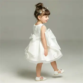 Goocheer Naujagimių Krikšto Suknelė Baby Girl Pirmojo Gimtadienio Dėvėti 3D Rožių Gėlių Bamblys Mergina Krikštynų Suknelė Vestidos