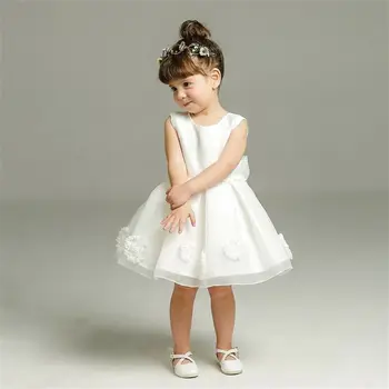 Goocheer Naujagimių Krikšto Suknelė Baby Girl Pirmojo Gimtadienio Dėvėti 3D Rožių Gėlių Bamblys Mergina Krikštynų Suknelė Vestidos