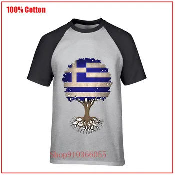 Gyvybės medis su graikijos Vėliava Laiškas Spausdinti Dovana Girtuoklis Tee Marškinėliai Vyras O-kaklo vatos Pagaliukai Juokingi Marškinėliai Kūrybinis Dizainas