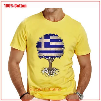 Gyvybės medis su graikijos Vėliava Laiškas Spausdinti Dovana Girtuoklis Tee Marškinėliai Vyras O-kaklo vatos Pagaliukai Juokingi Marškinėliai Kūrybinis Dizainas