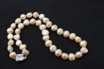 Gėlavandenių perlų, rausvos barouqe 8-11mm karoliai 17inch FPPJ didmeninė karoliukai pobūdis