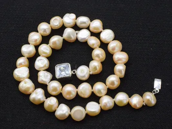 Gėlavandenių perlų, rausvos barouqe 8-11mm karoliai 17inch FPPJ didmeninė karoliukai pobūdis