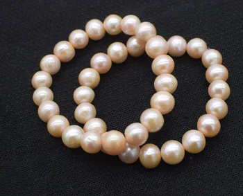 Gėlavandenių perlų, rausvos netoli raundas 10-11mm apyrankę 7.5 colių didmeninė karoliukai FPPJ pobūdis