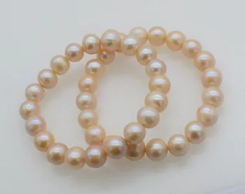 Gėlavandenių perlų, rausvos netoli raundas 10-11mm apyrankę 7.5 colių didmeninė karoliukai FPPJ pobūdis