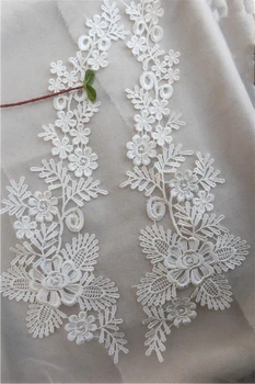 Gėlių nėrinių appliques, off white venecija siuvinėtų nėrinių apykaklę appliques už nuotakos suknelė priedai