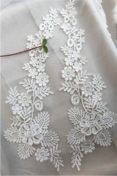 Gėlių nėrinių appliques, off white venecija siuvinėtų nėrinių apykaklę appliques už nuotakos suknelė priedai