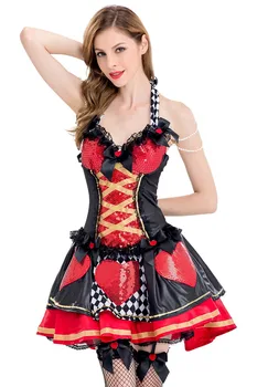 Halloween Kostiumai Suaugusiųjų Moterų Pokerio Raudonų Širdžių Karalienė Kostiumas Suknelė Halloween Carnival Šalies Cosplay Karalienės Kostiumai Moterims