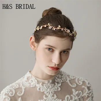 H&S BRIDAL Aukso Vinjetė vestuvių plaukų aksesuarai Nuotakos Plaukų papuošalai 2018 couronne de mariage