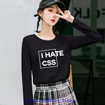 Harajuku Moterų Marškinėliai aš Nekenčiu CSS Laišką Viršūnes Juokingi Marškinėliai Moterims Seksualus Hip-Hop ilgomis Rankovėmis Tees Dizainas Grafinis Tee moterims