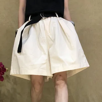 Harajuku šortai moterims 2020 naujas ponios atsitiktinis šortai Kieto Juoda prarasti pavasario šortai plona, elastinga, didelio juosmens pločio kojų šortai
