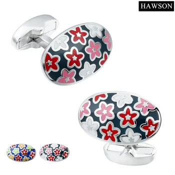 HAWSON Emalio Gėlių Modelio, rankogalių segtukai, Skirti Marškinėliai Parduoti Žavesio jaunuolis Suknelė Rankogalių segtukai Mygtuką