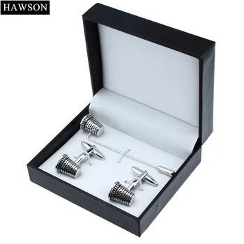 HAWSON Priemonė, rankogalių segtukai Šiukšlių Dėžę Modelis Sagės Pin Manžetai sąsajų Rinkinys su Langelyje Šiukšlių Dėžės Rankogalių segtukai
