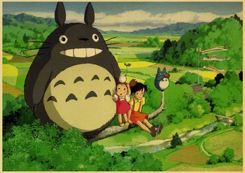 Hayao Miyazaki Anime Mano Kaimynas Totoro Retro Plakatai Kraft Popieriaus Atspausdintas Kambario Sienų Dekoras Geros Kokybės Plakatai