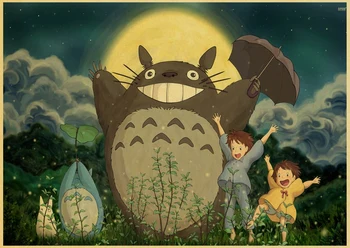 Hayao Miyazaki Anime Mano Kaimynas Totoro Retro Plakatai Kraft Popieriaus Atspausdintas Kambario Sienų Dekoras Geros Kokybės Plakatai