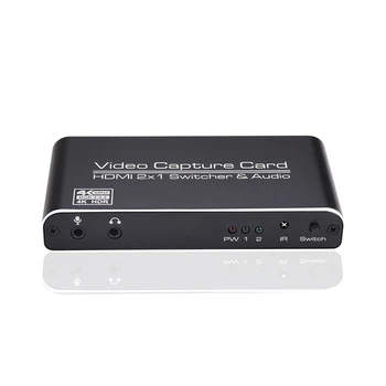HD 1080P 4K HDMI Video Capture Card HDMI 2X1 Linijos Filmavimo Žaidimas Įrašyti Live Transliacijos Transliacijos Vietos Ciklas