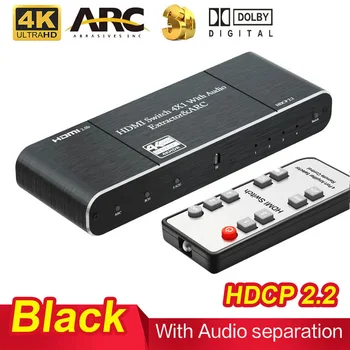 HDMI Jungiklis 4K 60Hz UHD Video adapteris 4 In 1 Out HDMI Splitter Audio Extractor Splitter su Optiniu SPDIF & L/R Audio Out