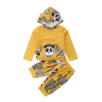 Helovinas Bamblys Kūdikių Rudenį Panda Drabužiai, Vaikiški marškinėliai Hoodie Viršuje+Kelnes 2vnt Medvilnės Atsitiktinis Vaikų Drabužių Rinkinys