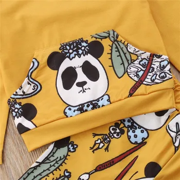 Helovinas Bamblys Kūdikių Rudenį Panda Drabužiai, Vaikiški marškinėliai Hoodie Viršuje+Kelnes 2vnt Medvilnės Atsitiktinis Vaikų Drabužių Rinkinys