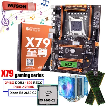 HUANANZHI X79 Deluxe pagrindinė Plokštė Žaidimų M. 2 Prekės Mainboard su M. 2 NVMe SSD CPU Lizdo Xeon E5 2660 C2 RAM 32G(2*16G) RECC