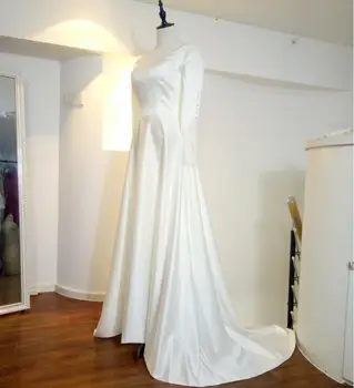 Ilgomis Rankovėmis Vestuvių Suknelės Specialaus kirpimo Linijos, Boho Nuotakos vestuvių Suknelės Aukštos kokybės Vestido Noiva Musulmonų Suknelė ZW004