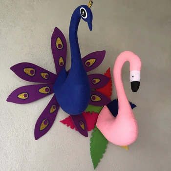 INS Mielas Povas Flamingo Wall Mount Gyvūnų Galvos, Vaikų Kambarys Namų Puošybai Įdaryti Lėlės, Veltinio Meno kūrinius Sienos, Žaislai, Foto Rekvizitai