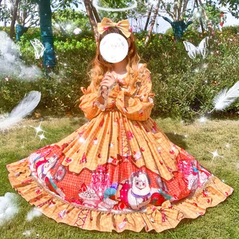 Japonų Stiliaus Gotikos Midi Suknelė Kawaii Peter Pan Apykaklės Animacinių Filmų Lankas Lolita Minkštas Mergina Suknelė Moterims, Visas Rankovės Saldus Ruffles Dres