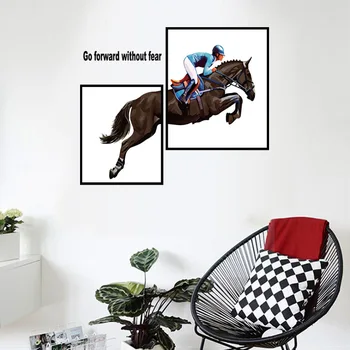 Jodinėjimas žirgais nuotraukų rėmelį, dekoratyvinis dažymas lovos kampe sofa-lova, TV foną dekoruoti siena lipdukas