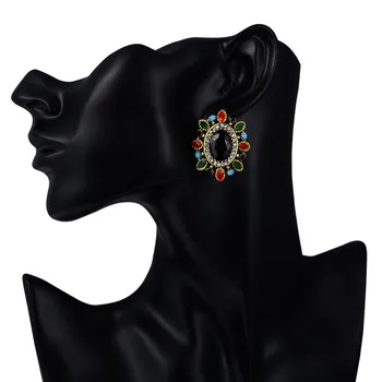 Joyme Derliaus Išvaizdą Aukso BohoTurkey Etninės Stud Earings Mergaitėms Įrašą Didelis Žavesio Black Crystal Auskarai Moterims, Papuošalai Brincos Naujas