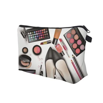 Juodi batai 3D spausdinimo Kosmetikos Krepšys moterims 2018 Mados Naujų makiažas maišelį kosmetikos rūpinasi trousse de maquillage neceser