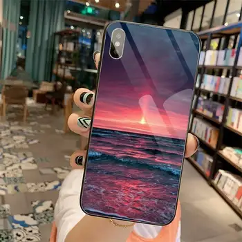 Jūros Paplūdimį, saulę meno estetinių Telefono dėklas Grūdintas stiklas iphone 5C 6 6S 7 8 plus X XS XR 11 PRO MAX