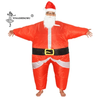 Kalėdų Senelio Kostiumai Suaugusiems Cosplay Kalėdų Vakarėlį Drabužių Jumpsuit Kostiumai Pripučiami Santa Claus Drabužių Rinkiniai